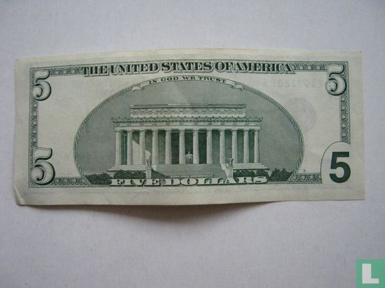 Dollars des États-Unis 5 2001 B - Image 2
