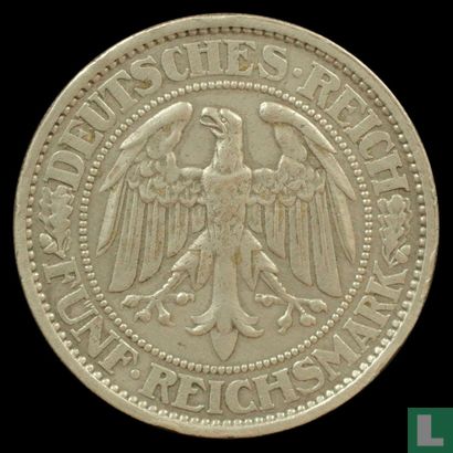 Empire allemand 5 reichsmark 1927 (A) - Image 2