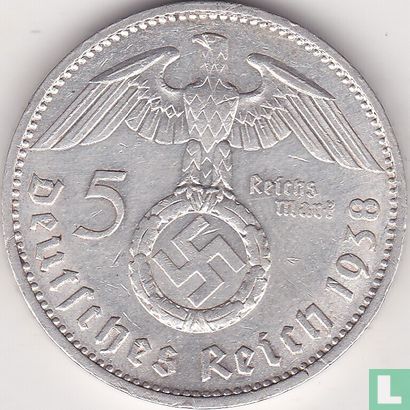 Duitse Rijk 5 reichsmark 1938 (E) - Afbeelding 1