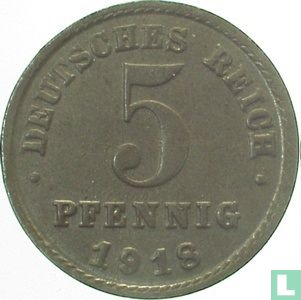 Duitse Rijk 5 pfennig 1918 (F) - Afbeelding 1