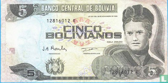 5 Bolivianos Bolivie - Image 1