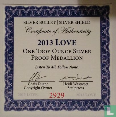 Verenigde Staten 1 ounce silver 2013 "Love" - Afbeelding 3