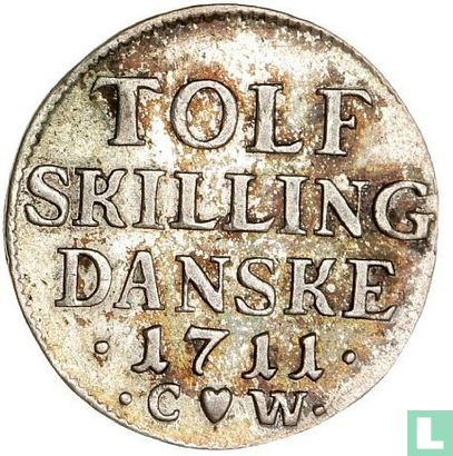 Denmark 12 skilling 1711 - Image 1