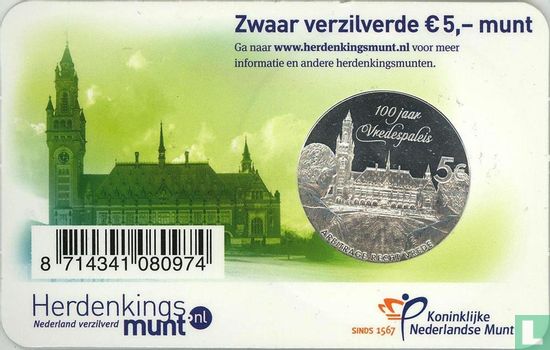 Nederland 5 euro 2013 (coincard) "100 years of the Peace Palace" - Afbeelding 2