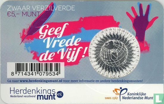 Nederland 5 euro 2013 (coincard) "300 years Peace Treaty of Utrecht" - Afbeelding 1