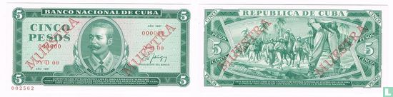 Cuba 5 pesos 1987 MUESTRA