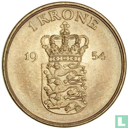 Denemarken 1 krone 1954 - Afbeelding 1