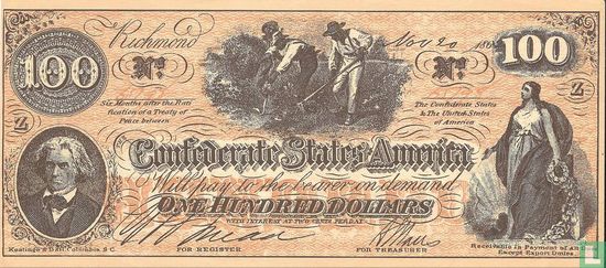Confederate States 100 Dollar - Afbeelding 1