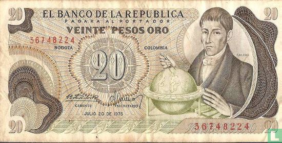 Kolumbien 20 Pesos Oro 1975 - Bild 1