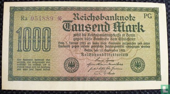 Reichsbank, 1000 Mark 1922 (S.76d - Ros.75k) - Bild 1