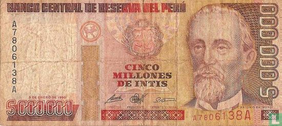 Peru 5.000.000 intis 1990 - Afbeelding 1