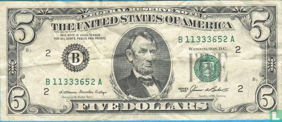 Dollars des États-Unis 5 1985 B - Image 1