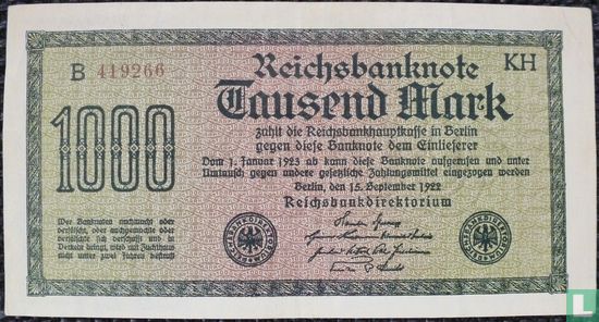 Reichsbank, 1000 Mark 1922 (P.76c - Ros.75i) - Image 1