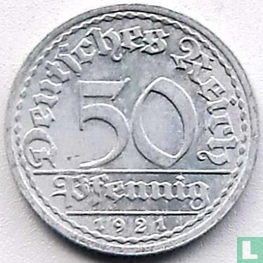 Duitse Rijk 50 pfennig 1921 (A) - Afbeelding 1
