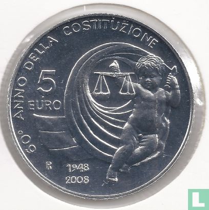 Italië 5 euro 2008 "60 years of Italian Constitution" - Afbeelding 1