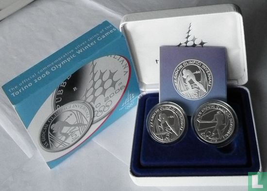 Italië 5 euro 2005 (PROOF) "2006 Winter Olympics in Turin - Cross-country skiing" - Afbeelding 3