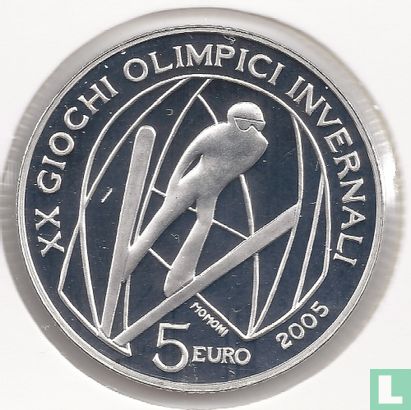Italië 5 euro 2005 (PROOF) "2006 Winter Olympics in Turin - Ski jumping" - Afbeelding 1