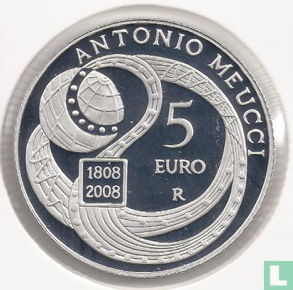 Italy 5 euro 2008 (PROOF) "200th anniversary of the birth of Antonio Meucci" - Image 1