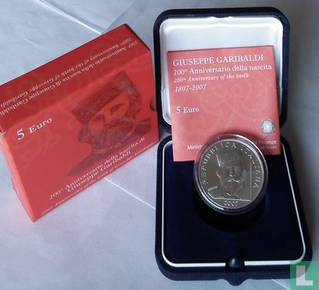 Italie 5 euro 2007 "200th anniversary of the birth of Giuseppe Garibaldi" - Image 3