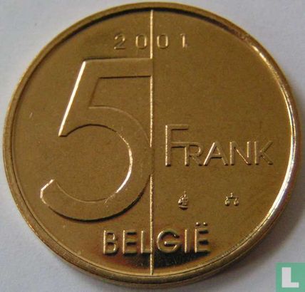 Belgium 5 francs 2001 (NLD) - Image 1