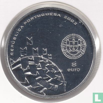 Portugal 8 euro 2003 (zilver 925‰) "European Football Championship 2004 in Portugal - Football is Celebration" - Afbeelding 1