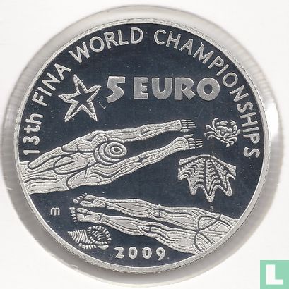 Italy 5 euro 2009 (PROOF) "World Aquatics Championships in Rome" - Image 1