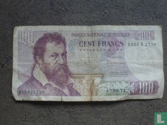 Belgium 1971 100 francs - Image 1