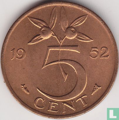 Niederlande 5 Cent 1952 (Typ 2) - Bild 1