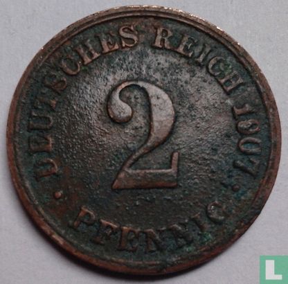 Duitse Rijk 2 pfennig 1907 (D) - Afbeelding 1
