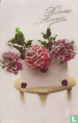 Bonne Année : Verzegelde brief met bloemen - Afbeelding 1