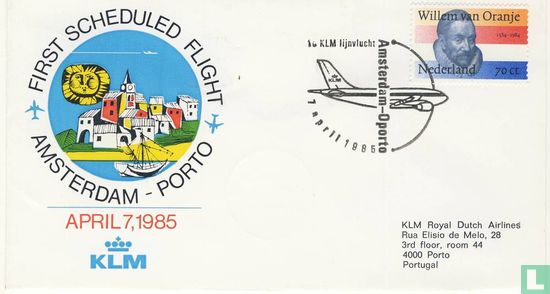 First flight KLM Amsterdam-Oporto