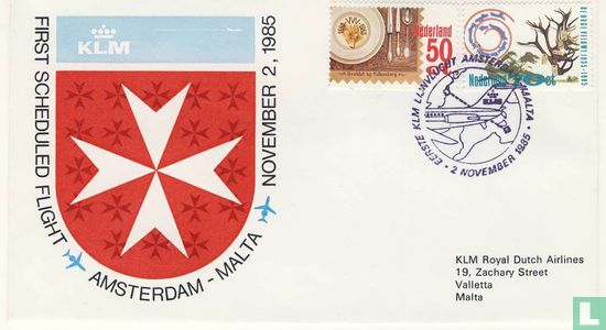 First flight KLM Amsterdam-Malta