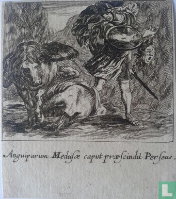 Anguiparum Meduse caput praescundit Perseus (Perseus doodt Medusa); 53 x 63mm 
