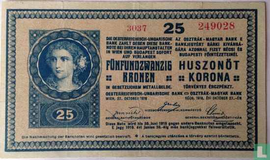 Hongarije 25 Korona 1918 - Afbeelding 1