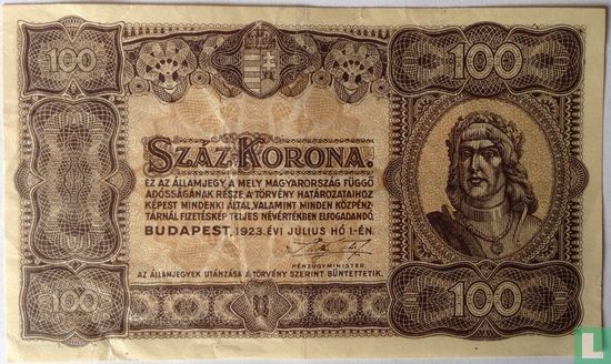 Hungary 100 Korona 1923 (P73b) - Image 1