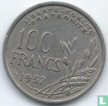 Frankrijk 100 francs 1957 (met B) - Afbeelding 1
