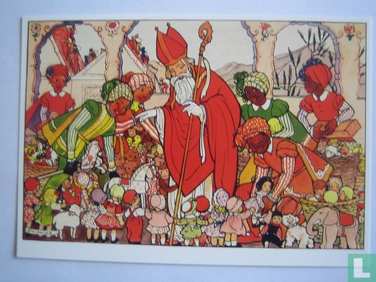 C 9604 Sinterklaas met pieten tussen de poppen - Afbeelding 1