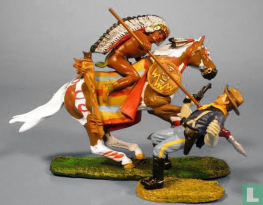 Cavalerist in gevecht met indiaan - Afbeelding 1