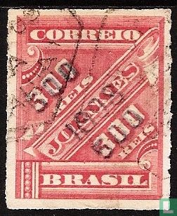 Postzegel, opdruk 1898 op krantenzegel