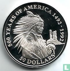 Cook-Inseln 50 Dollar 1991 (PP) "500 years of America - Sitting Bull" - Bild 2