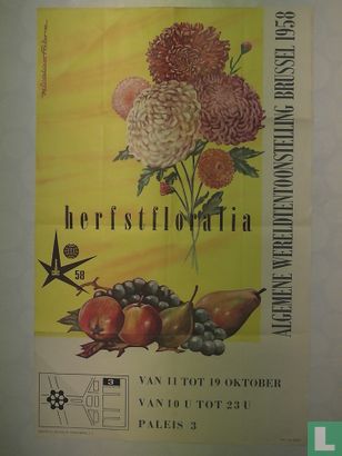 Affiche Wereldtentoonstelling Brussel 1958 - Herfstfloralia - Afbeelding 1