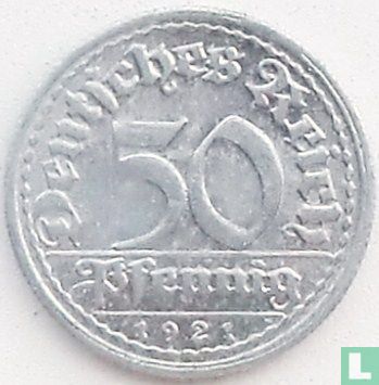 Duitse Rijk 50 pfennig 1921 (G) - Afbeelding 1