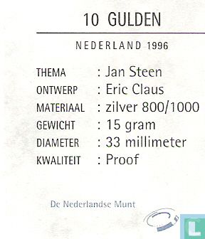 Pays-Bas 10 gulden 1996 (BE) "Jan Steen" - Image 3
