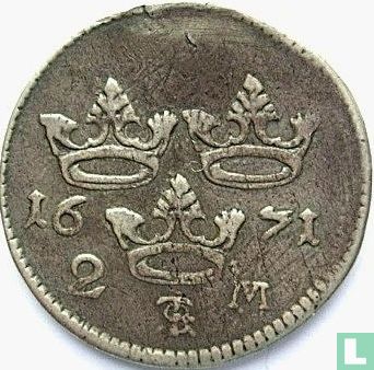Suède 2 mark 1671 - Image 1