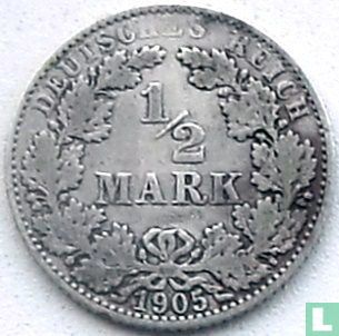 Duitse Rijk ½ mark 1905 (E) - Afbeelding 1