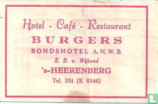  Hotel - Café - Restaurant Burgers - Afbeelding 1