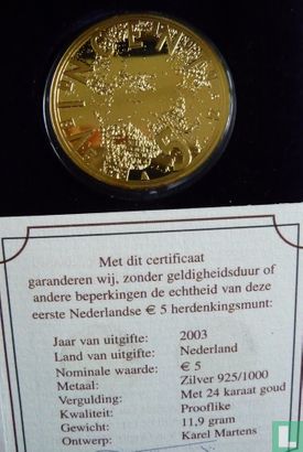 Nederland 5 euro 2003 150ste geboortedag Vincent van Gogh - Bild 1