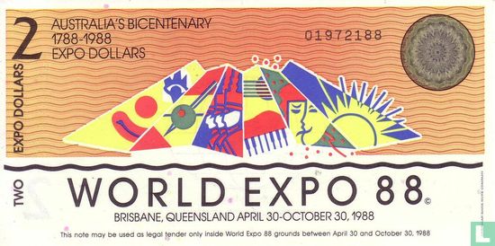 Australia 2 Dollars 1988 (World Expo) - Image 1