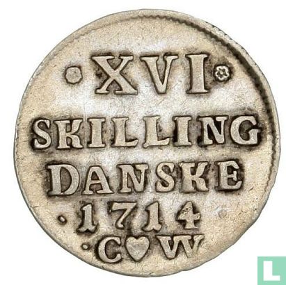 Denemarken 16 skilling 1714 - Afbeelding 1