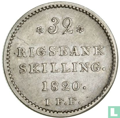 Denemarken 32 rigsbankskilling 1820 - Afbeelding 1